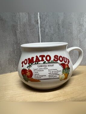 Vintage Tomato Soup Ceramic Mug with Recipe Print - White Dat'l do It